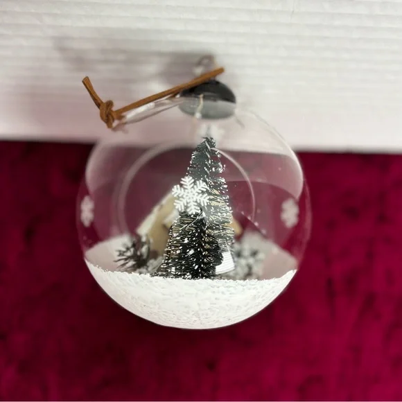 4" DIORAMA SNOWGLOBE GLASS ORNAMENT WITH SNOWY WINTER SCENE - Picture 4 of 11